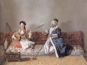 Jean-Etienne Liotard Portrait of M.Levett and of Mlle Glavany Seated on a Sofa oil painting picture wholesale